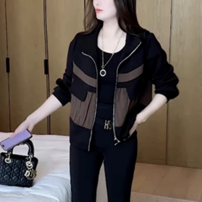 Spring and Autumn New Fashion Korean Style Loose Casual Age-Reducing Mom Zipper Thin Jacket Windbreaker Design Young Outerwear