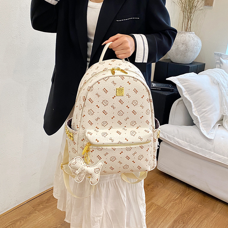 Mochila de mujer impresa de moda coreana, estilo occidental, mochila de viaje de gran capacidad, lindo gatito, gran mochila, marea
