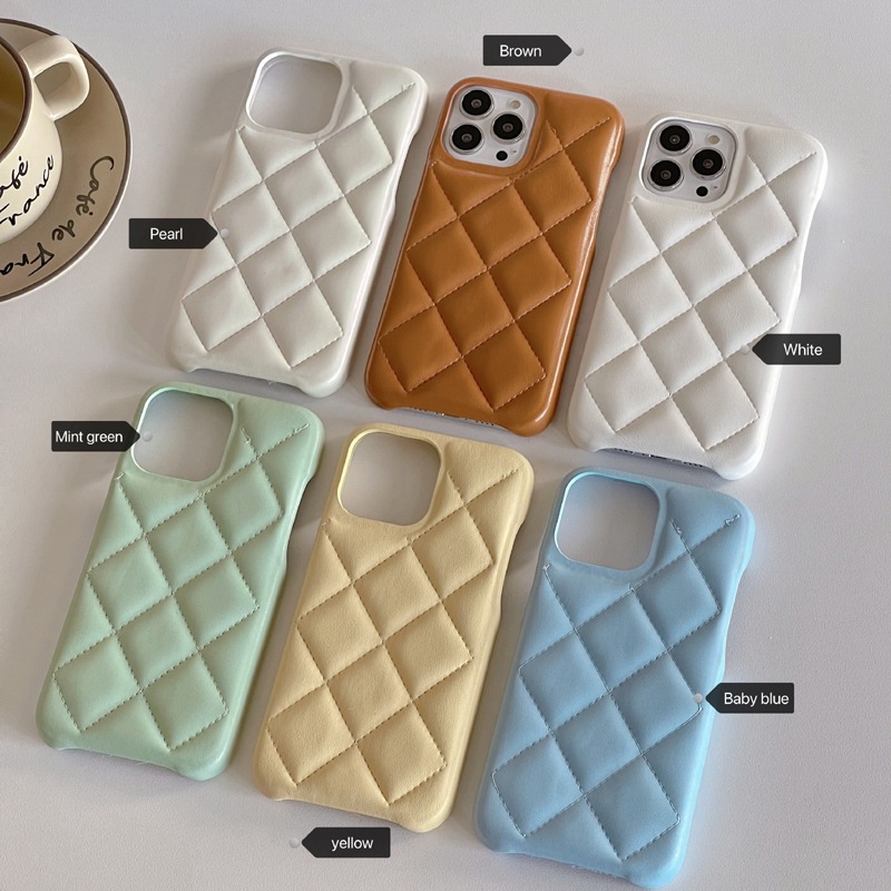 Suitable for European and American Market Apple 17 Phone Case Macaron iPhone 16 Pro Max Creative Quilted Leather 12 Niche 15