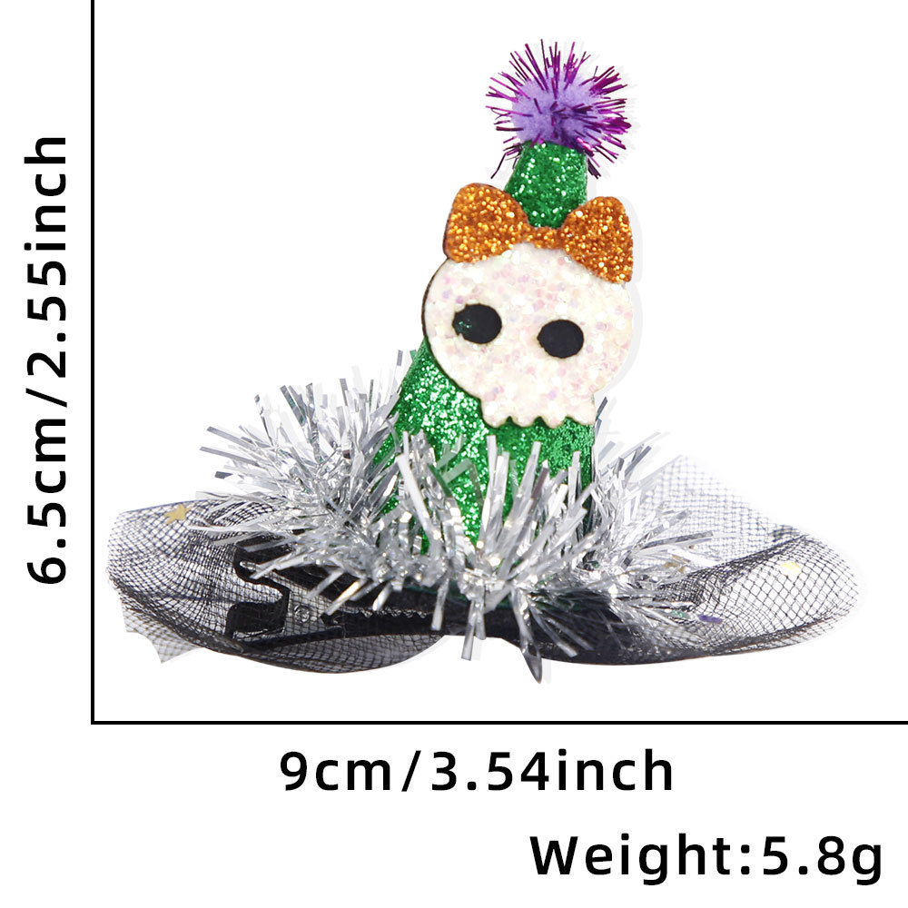 Nuevo Halloween bruja sombrero clip para el cabello para adultos niños fantasmas fiesta decoración tocado murciélago calabaza tarjeta de cabello de malla