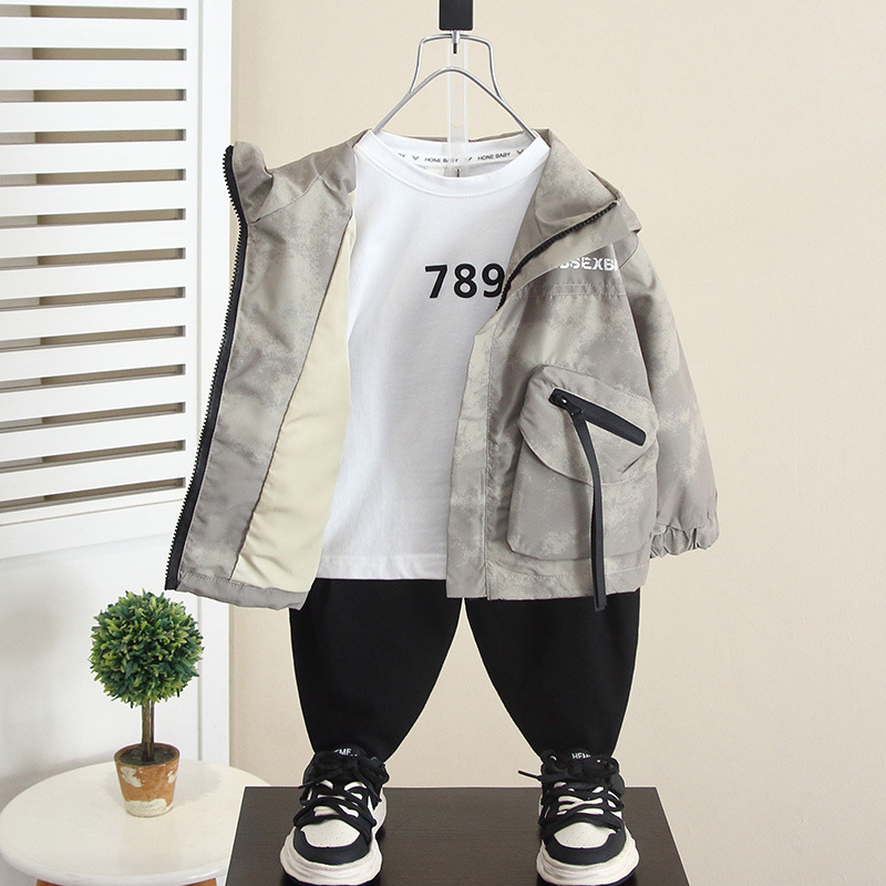 6182 ropa infantil de otoño chaqueta casual 2025 primavera y otoño nuevo chico guapo chaqueta de carga callejera de caída ropa de otoño bebé