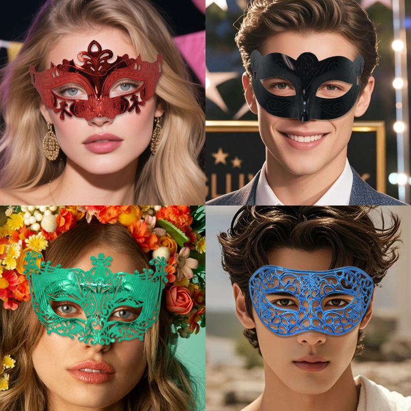 Venta caliente transfronteriza galvanoplastia calada Carnaval de Halloween multicolor de media cara Los hombres admiten máscara de fiesta máscara de bar