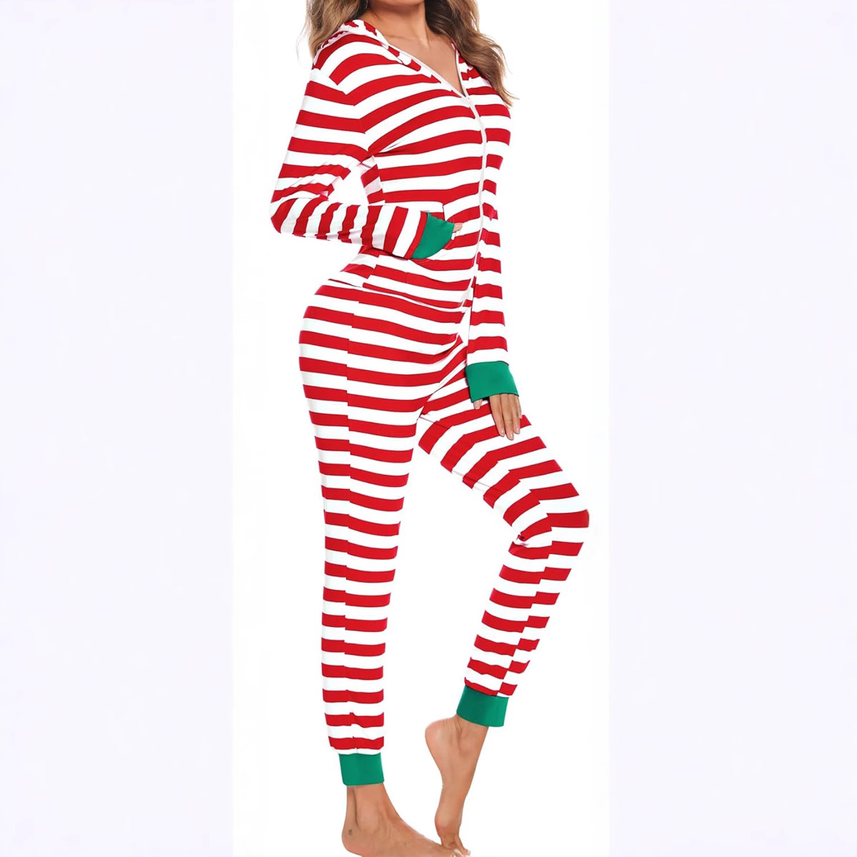 2024 Europa y los Estados Unidos nuevo otoño invierno ropa de casa de Navidad Amazon estampado pantalones de manga larga de mujer en stock