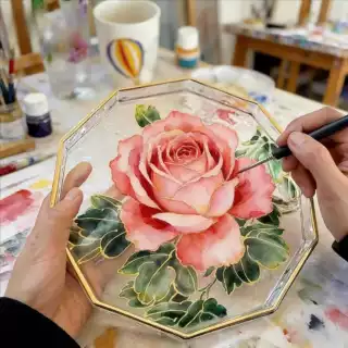 教师节礼物彩绘玻璃盘diy手工材料包掐丝珐琅创意水果盘沙龙活动
