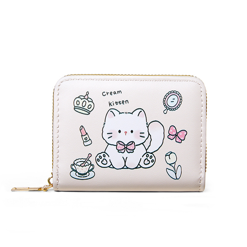 Bolsa de tarjetas de cremallera de dibujos animados transfronterizos bolsa de órgano de cremallera encantadora bolsa de tarjetas anti-magnéticas multi-posición bolsa de certificados