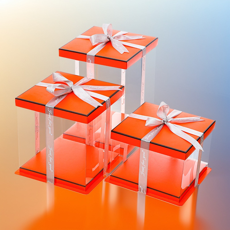 Caja transparente para pastel de cumpleaños de 4/6 pulgadas, 8 pulgadas, 10 pulgadas, 12 pulgadas, de una o dos capas, moderna y creativa, para empacar postres.
