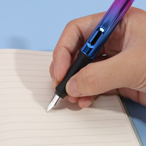 Colorful gradient business gift student pen plastic replaceable ink bag positive posture pen stationery wholesale