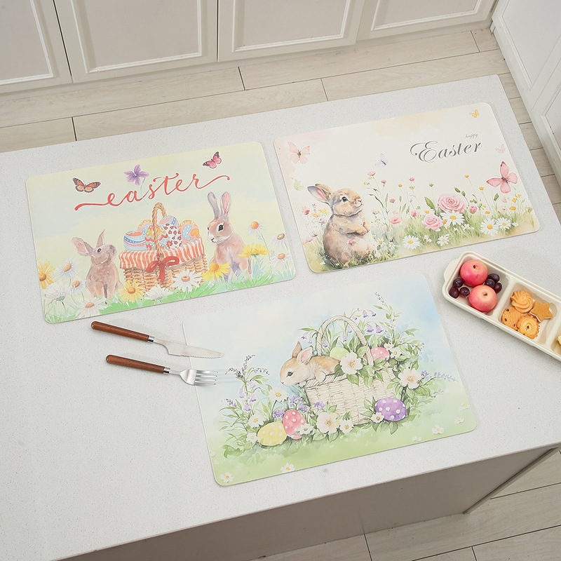 Cross-border Placemat Egg Peter Rabbit Table Mat Restaurant Household Anti-ironing Mat Cartoon Peter Rabbit PVC Table Mat