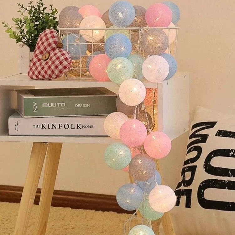LED Lantern Cross-border Internet Celebrity Light Cotton Ball Light Room Bedroom Decoration Layout ins Birthday Holiday Light Small Light String