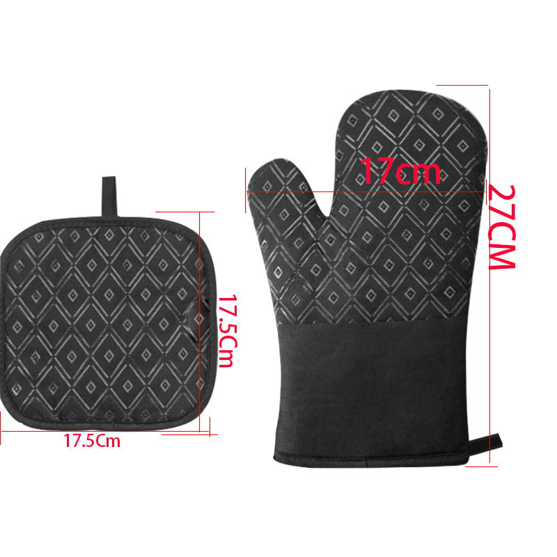 Guantes de aislamiento térmico de silicona de algodón engrosados alargados antideslizantes resistentes a altas temperaturas guantes de horno de microondas horno de cocción guantes antiquemaduras