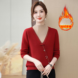 费尔岛毛衣中老年母亲衣服气质加绒加厚保暖中年妈妈装冬装毛衣，女装针织衫/毛衣，妃慕昵服饰
