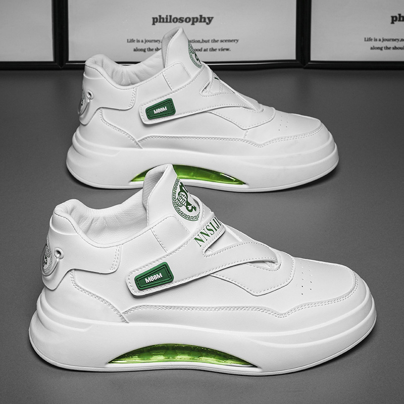 Cross-Border Men's Air-Cushion White Sneakers, Thick-Soled, High-Top, Height-Increasing, Versatile, Trendy, Casual, Popular Foreign Trade Men's Shoes, Large Size