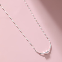 S925纯银方形吊坠项链女极细简约气质冷淡风锁骨链豆豆