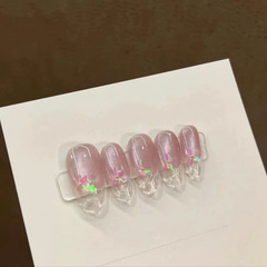 "Northern Lights Cherry Blossom Pink Light-Tracking Cat-Eye Crystal Transparent Spring Summer Handmade Wearable Nail Art Wholesale"