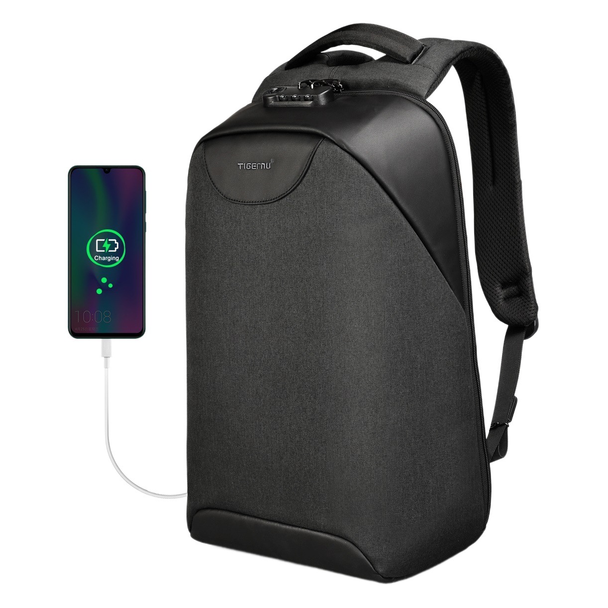 Tigernuo Commuting Business Travel Large Capacity Backpack Anti-Theft Tablet Computer USB Charging Backpack Bag