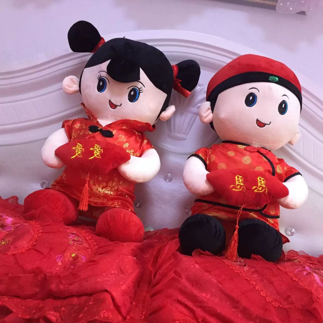 婚庆压床娃娃一对古装喜庆公仔大号婚礼抱枕创意结婚礼物婚庆娃娃