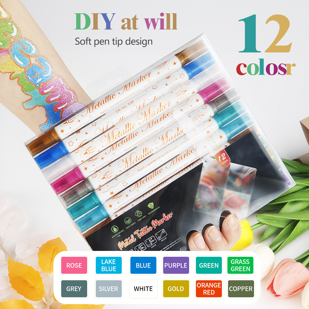 Lápiz de pintura del cuerpo humano lavable con agua para tatuajes festivos escenario facial maquillaje lápiz de acuarela lápiz de acrílico suave y duro