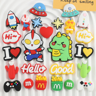 Cartoon Ultraman Dinosaur DIY Soft Rubber Accessories Decorative Mobile Phone Case Slippers Shoe Buckle Cup Daily Supplies Material Sticker