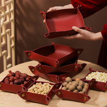 皮质早生贵子婚庆红色果盘压床喜糖摆件订婚装饰布置结婚用品大全