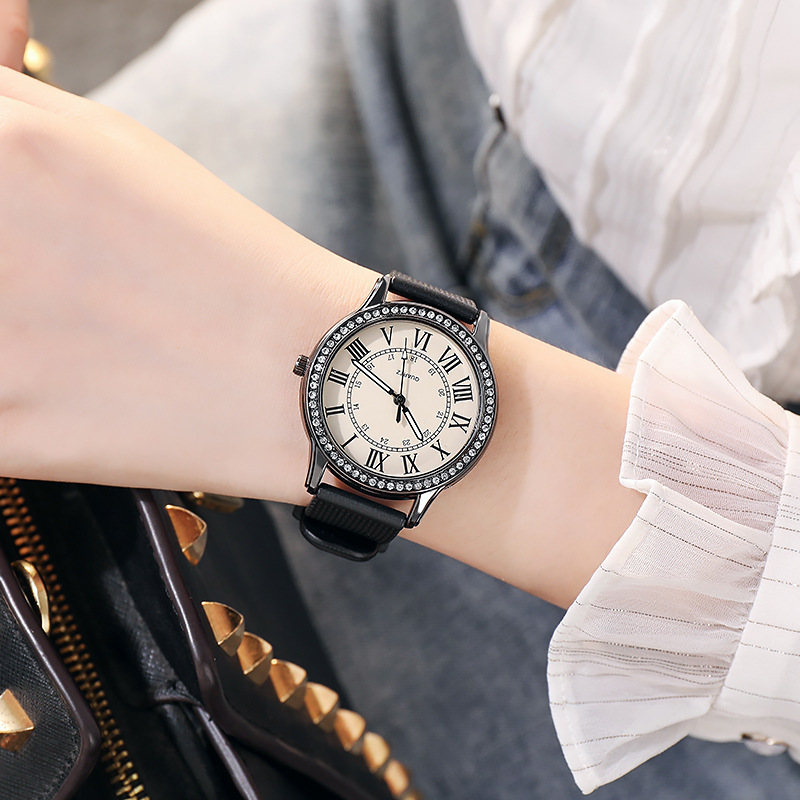 Tempered Glass Mirror Material Casual Shiny Solid Color Buckle Quartz Watch Women's Watches