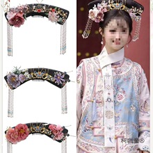 33宫廷旗头46古装假发汉服红拍摄格格旗头贵妃川黛B插梳清麦太保