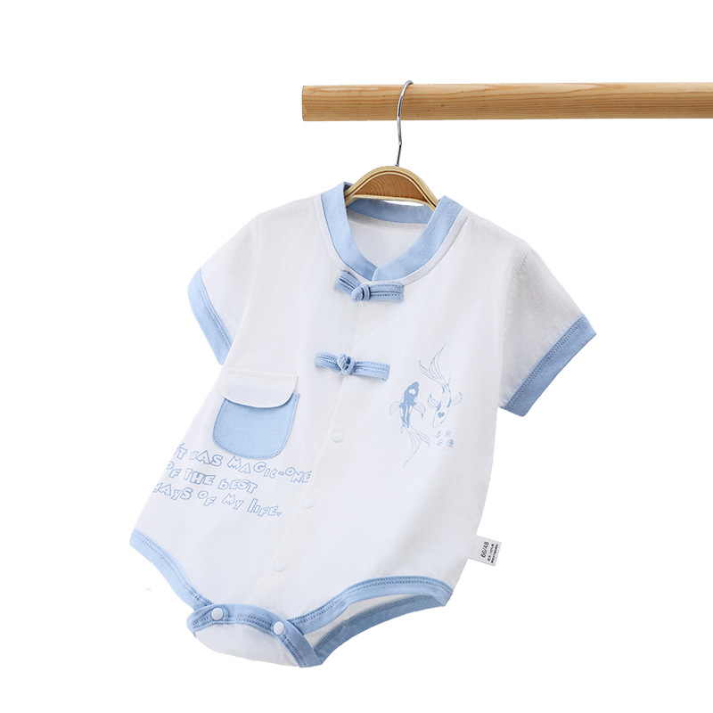 Baby Bottle A algodón de manga corta sin hueso ropa triangular para trepar aire acondicionado bebé verano A algodón