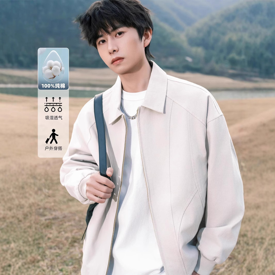 Nasa American Retro Lapel Deconstructed Work Jacket Men's Spring and Autumn New Trendy Brand Casual Stylish Executive Jacket