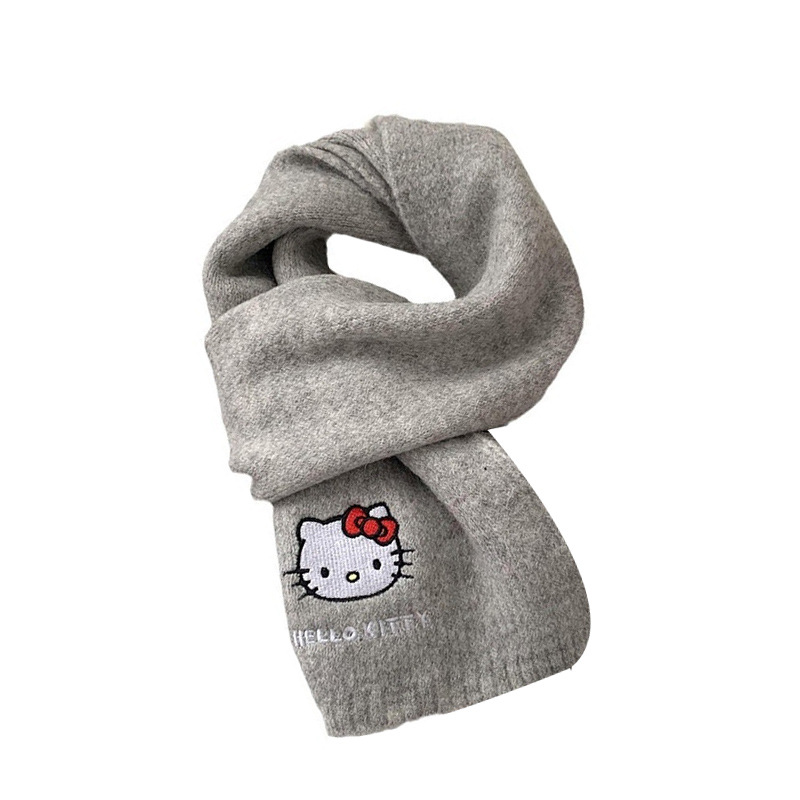 Bufandas de invierno de alto nivel sensación de nuevo dibujos animados bordados bufandas de punto para mujeres lindas y cálidas escolares bufandas al por mayor