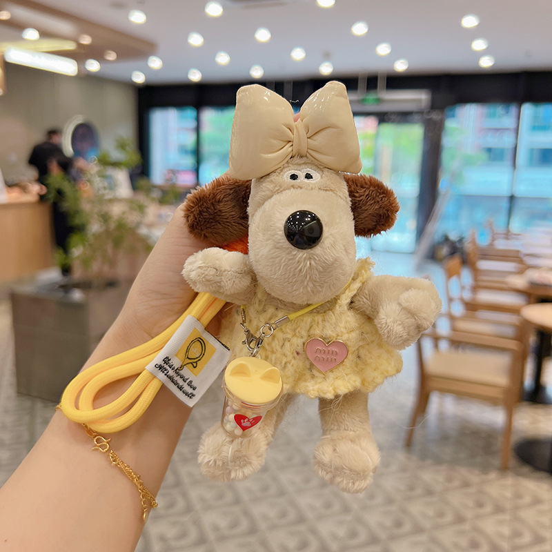 한국식 요리사 개 귀여운 모직 드레스 만화 물컵 인형 열쇠 고리 귀여운 강아지 가방 펜던트 여성용