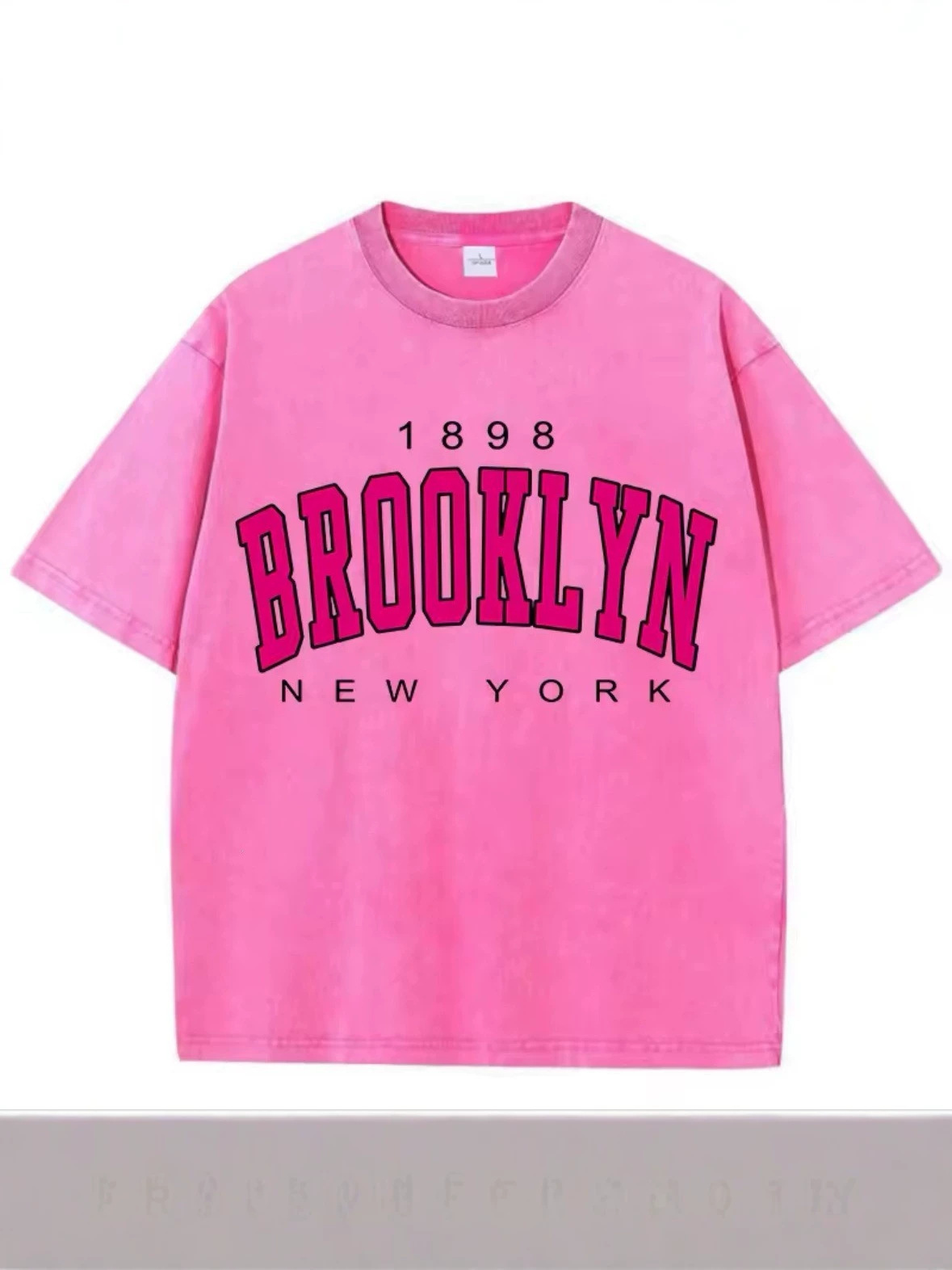 Europa y América hiphop marca de moda hacer vieja camiseta de manga corta de mujer grande suelta oversize lavado impresa blusa de algodón