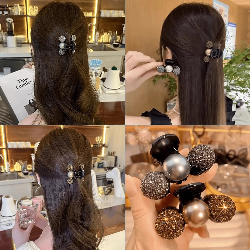半扎发头饰高级感抓夹小号简约发饰精致珍珠发夹韩系百搭夹子发卡|undefined