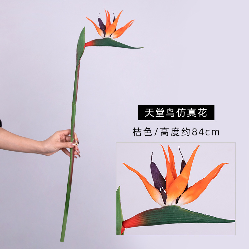 Simulación de pegamento suave ramita pájaro paraíso modelo de decoración para el hogar adornos para la fotografía props de plástico flores falsas al por mayor
