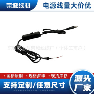 Factory Direct Sales Dc5521/5525 Male and Female Heads Plus 304 Switch Black Pure Copper Inner Core Button Switch Cable