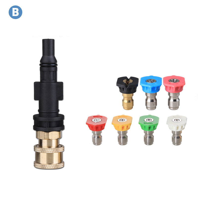 En stock Kahe Kichi K2-k7 lavadora de coches pistola de agua de espuma olla conector de conversión 1/4 conexión rápida de alta presión boquilla de cinco colores image 11