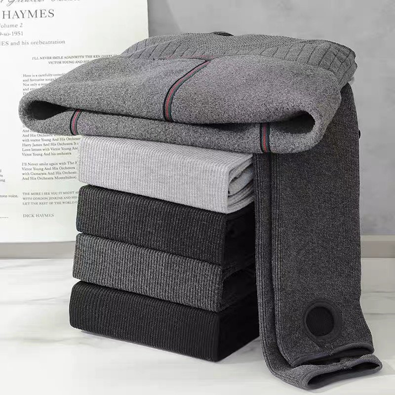 Zimowe, grube aksamitne legginsy dla kobiet z wysokim stanem, wąskie, pionowe paski, ciepłe, jesienno-zimowe, imitacja kaszmiru_voghion.com