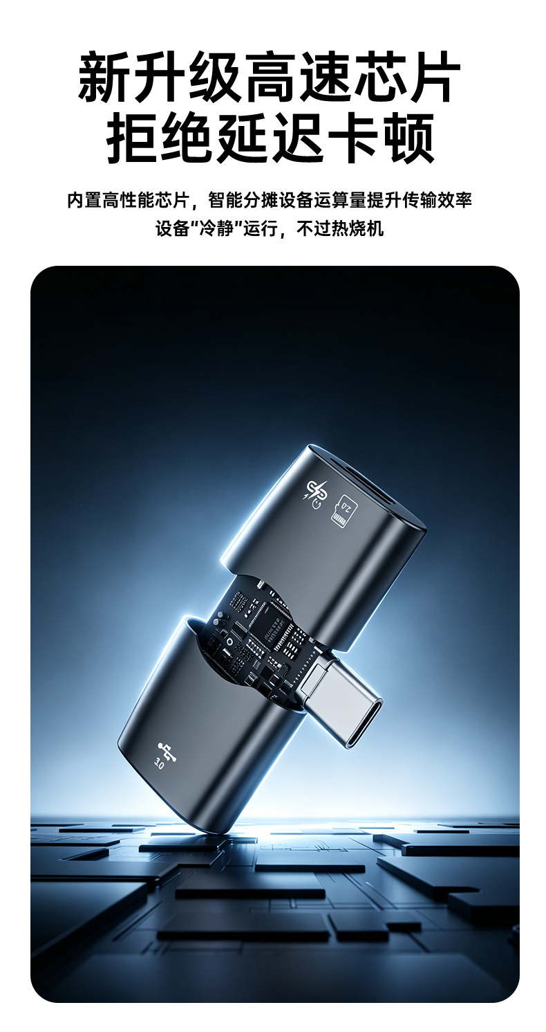 Type-C Üç İn Bir USB3.0 Adaptörü Kulaklık Dinlemesi PD 60W Hızlı Şarj Ve Kullanım Sırasında Şarj TF Kart Okuyucu