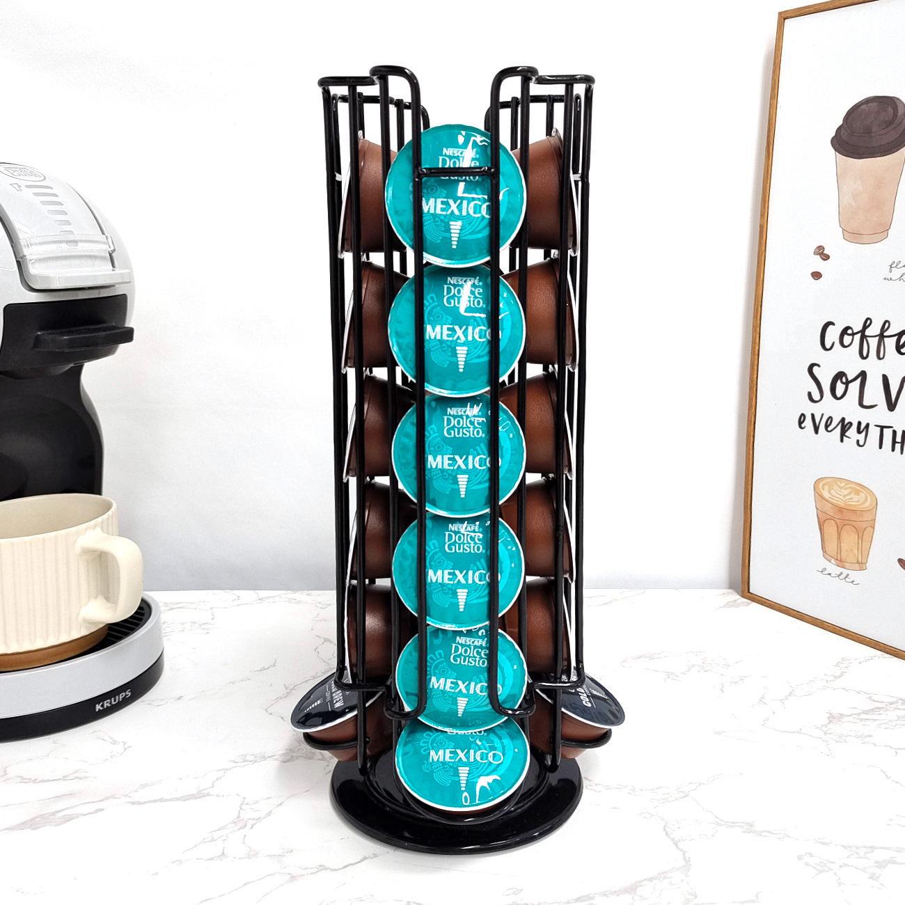 Soporte giratorio para cápsulas de café compatible con 40 unidades