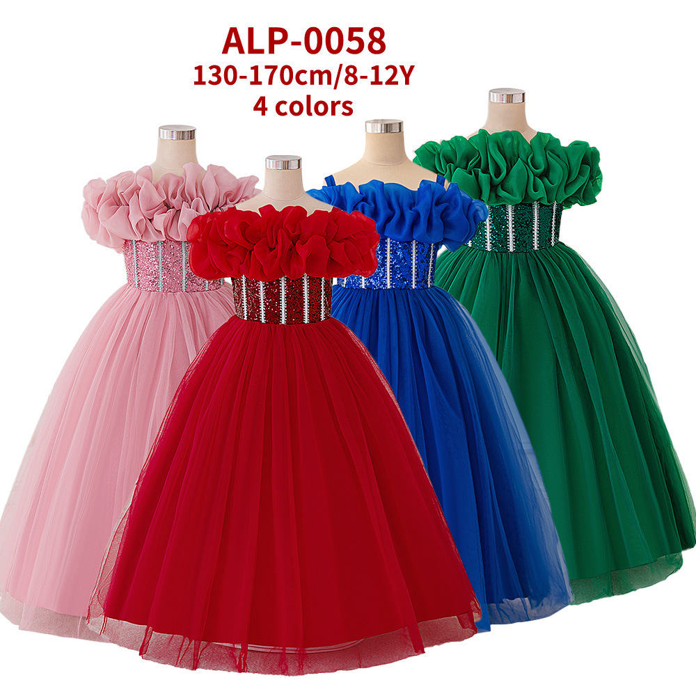 2026 nuevo vestido de niñas vestido de fiesta de cumpleaños princesa de sequillas vestido de noche