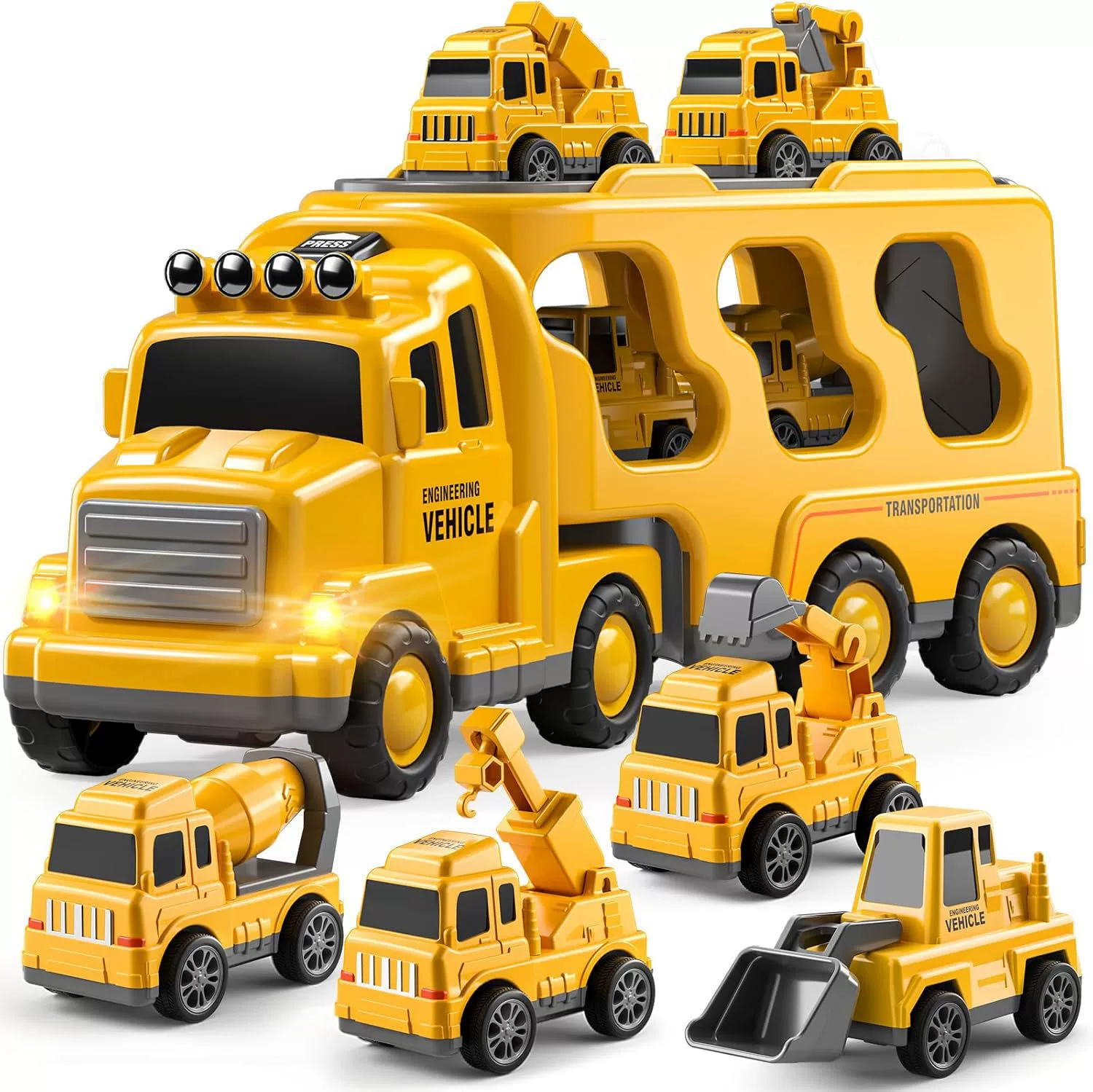 Inertia toy car for boys, music children's lightweight headlights, transport