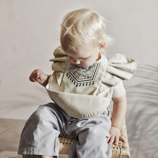 Swedish coverall bib waterproof complementary food Anti-dressing rice bib flying sleeve wings short sleeve coverall wings bib eating clothes