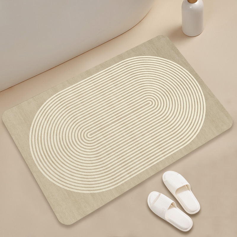 Antislip toiletmat van diatomeeënaarde in Scandinavische stijl, eenvoudige look, waterabsorberend en sneldrogend._voghion.com