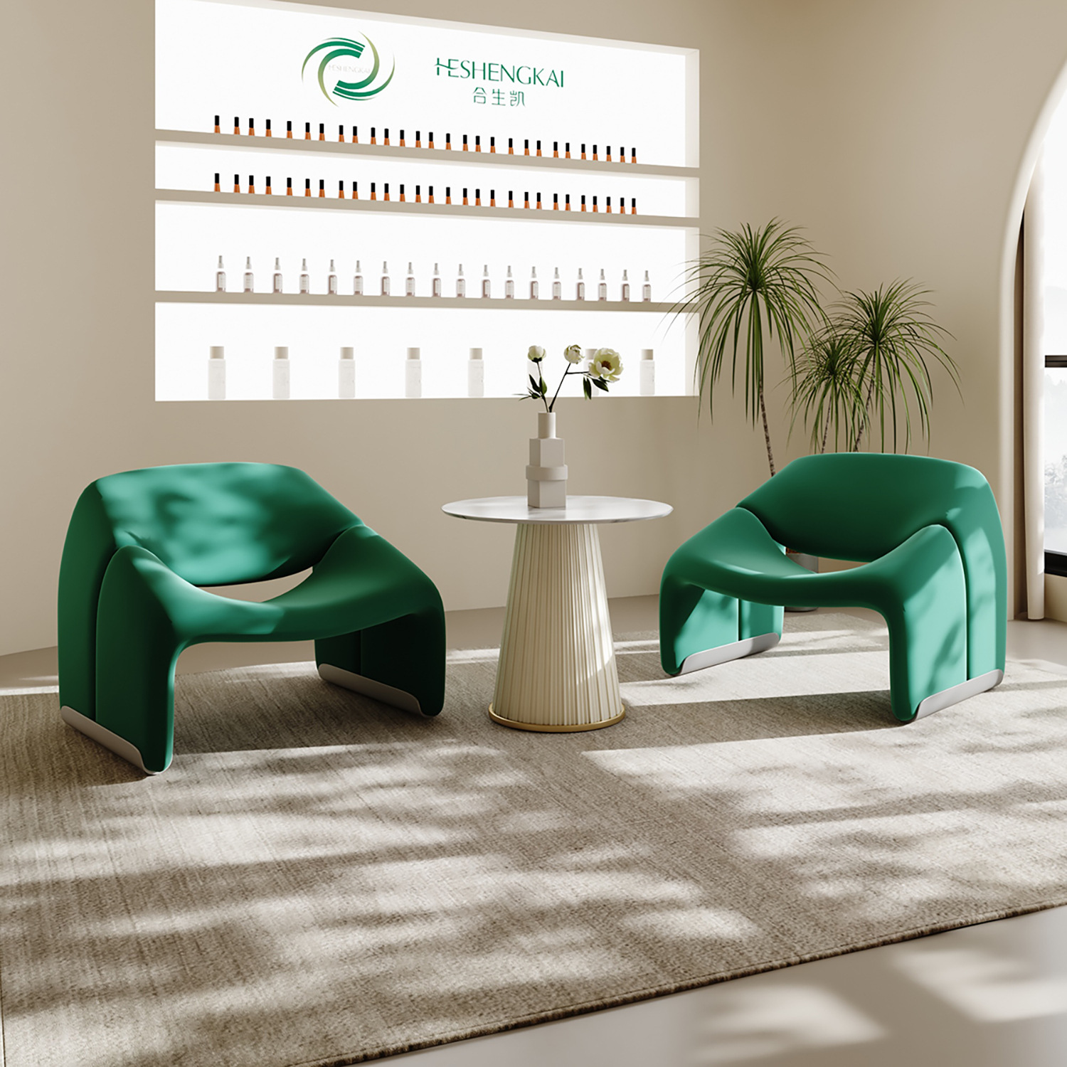 Francés color crema insofá perezoso salón de belleza club pequeño sala de estar mesa de negociación combinación de sillas