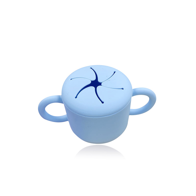 Niños de silicona merienda taza bebé vajilla bebé merienda taza portátil binaural mango niños merienda taza de almacenamiento