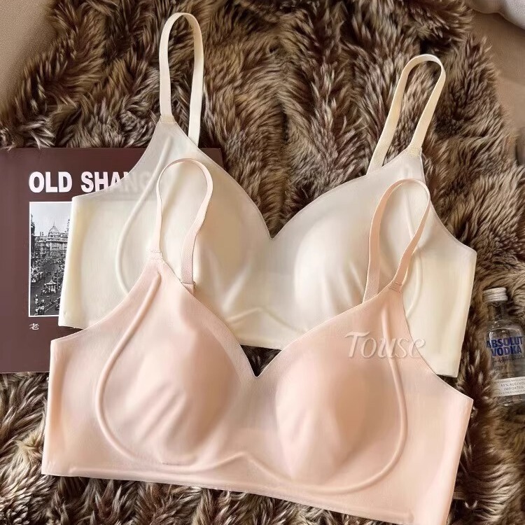 Thin Rabbit Ear Traceless Cool Underwear Women's Non-steel Ring Large Chest Small Breast Breathable Lightweight Bra