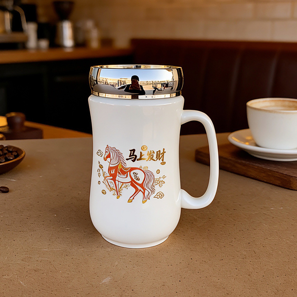 Ceramic Mug With Lid For Couple Household Office Creative Gift_voghion.com