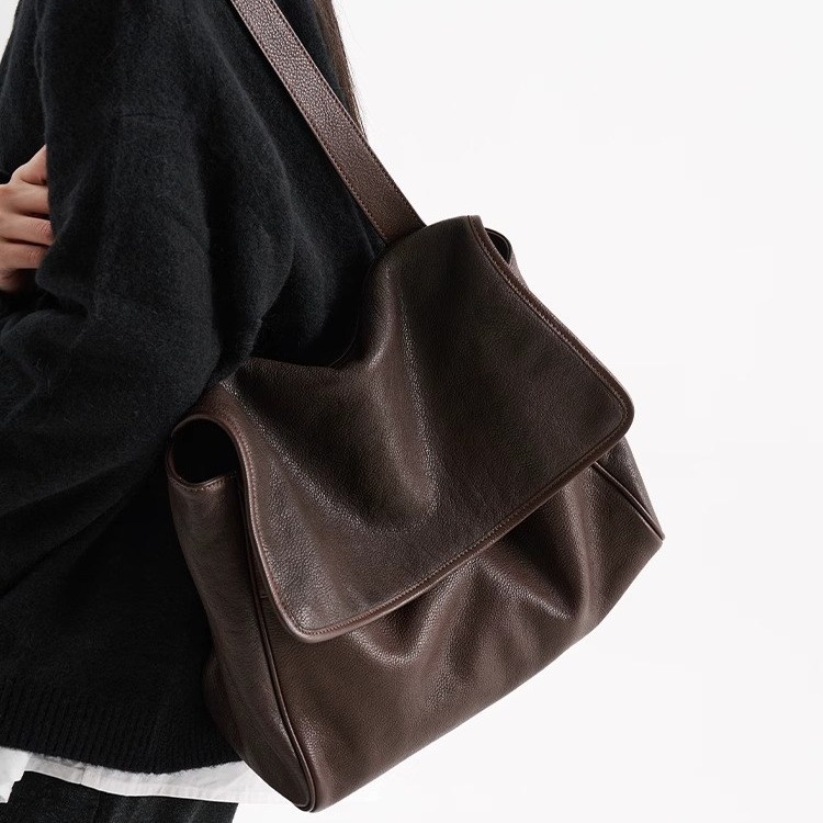 Bolsa de cartero retro de piel blanda de un solo hombro bolsa de cuero de alta capacidad bolsa de cuero de mujer de cercanías
