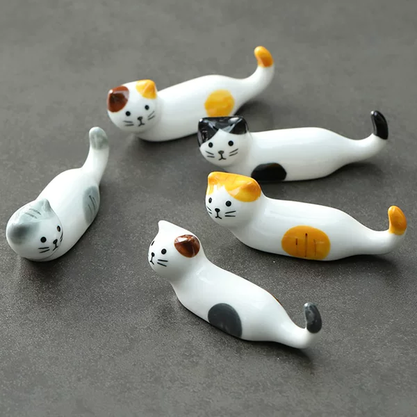 Ceramic Cat Chopstick Holder Pen Holder Household Chopstick Holder Mingxin Creative Desktop Gift Small Ornaments Hotel Tableware Chopstick Pillow