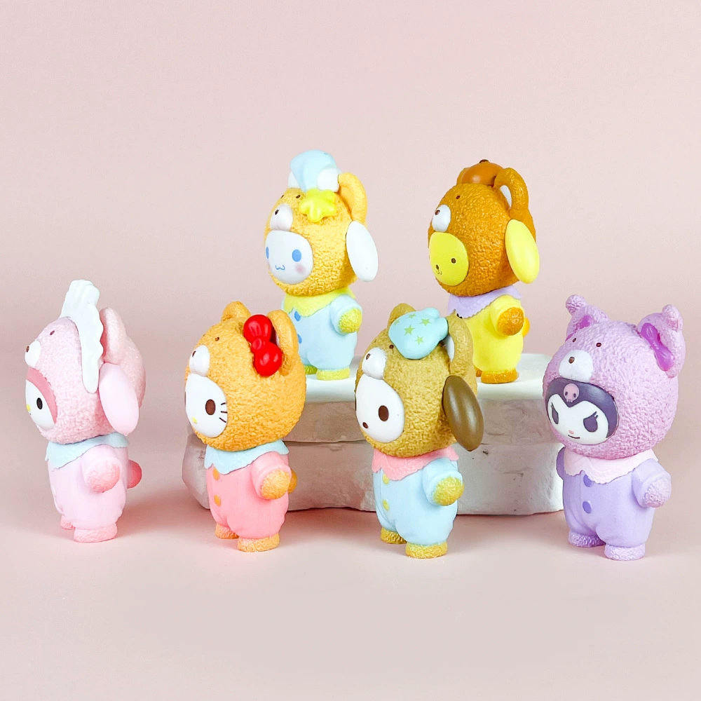 Анимационная фигурка Sanrio слепая коробка латте семья Куломи Мелоди собака Пачи модная игрушка модель девушка сердце