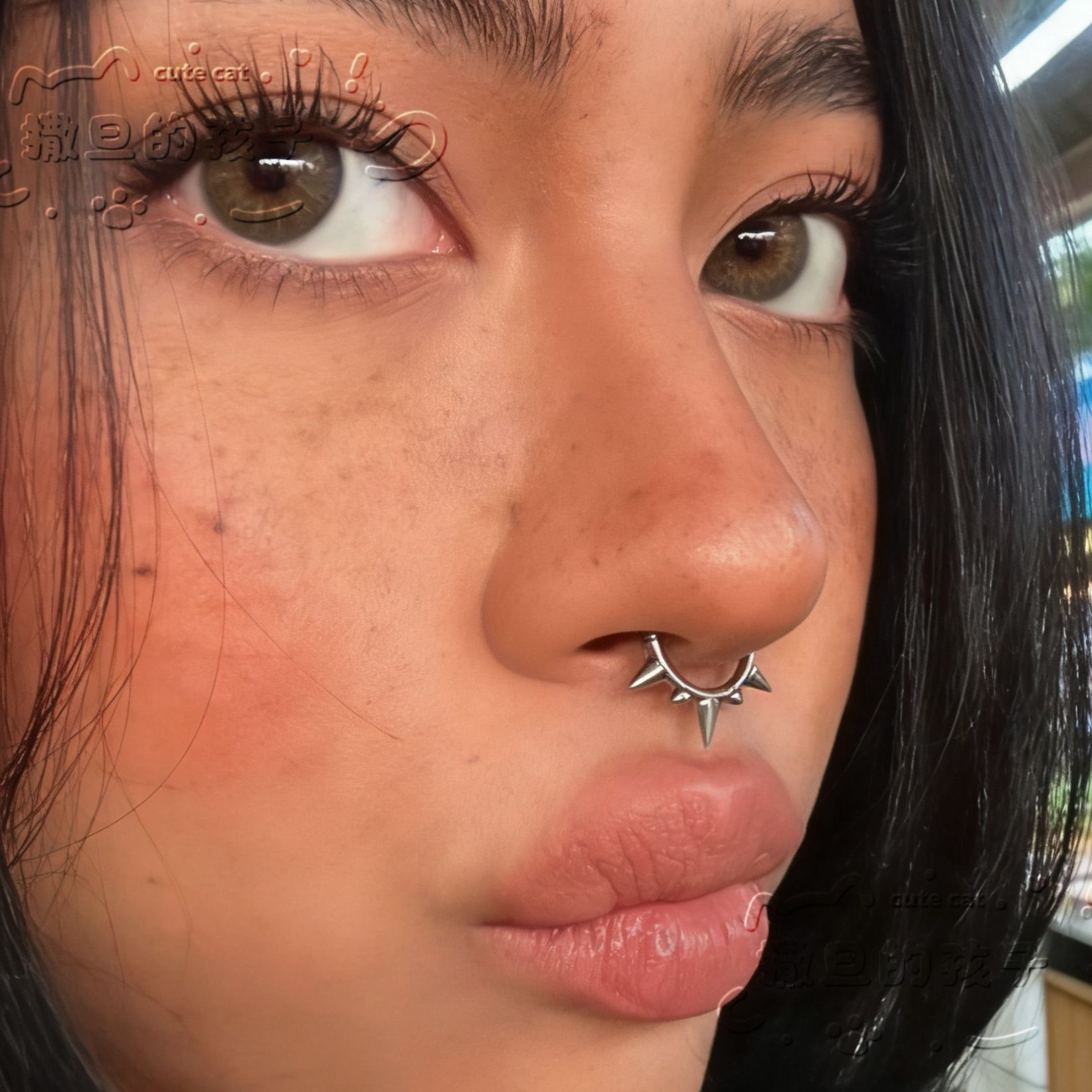 Labret stud lip piercing jewelry styling detail