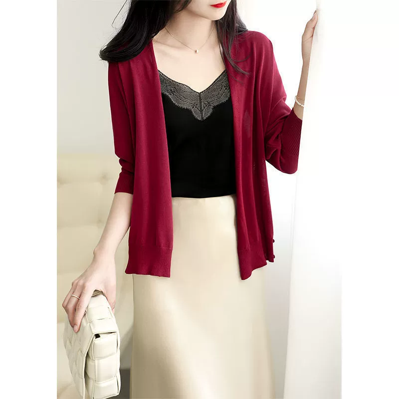 Knitted summer thin cardigan, oversize, sun protection